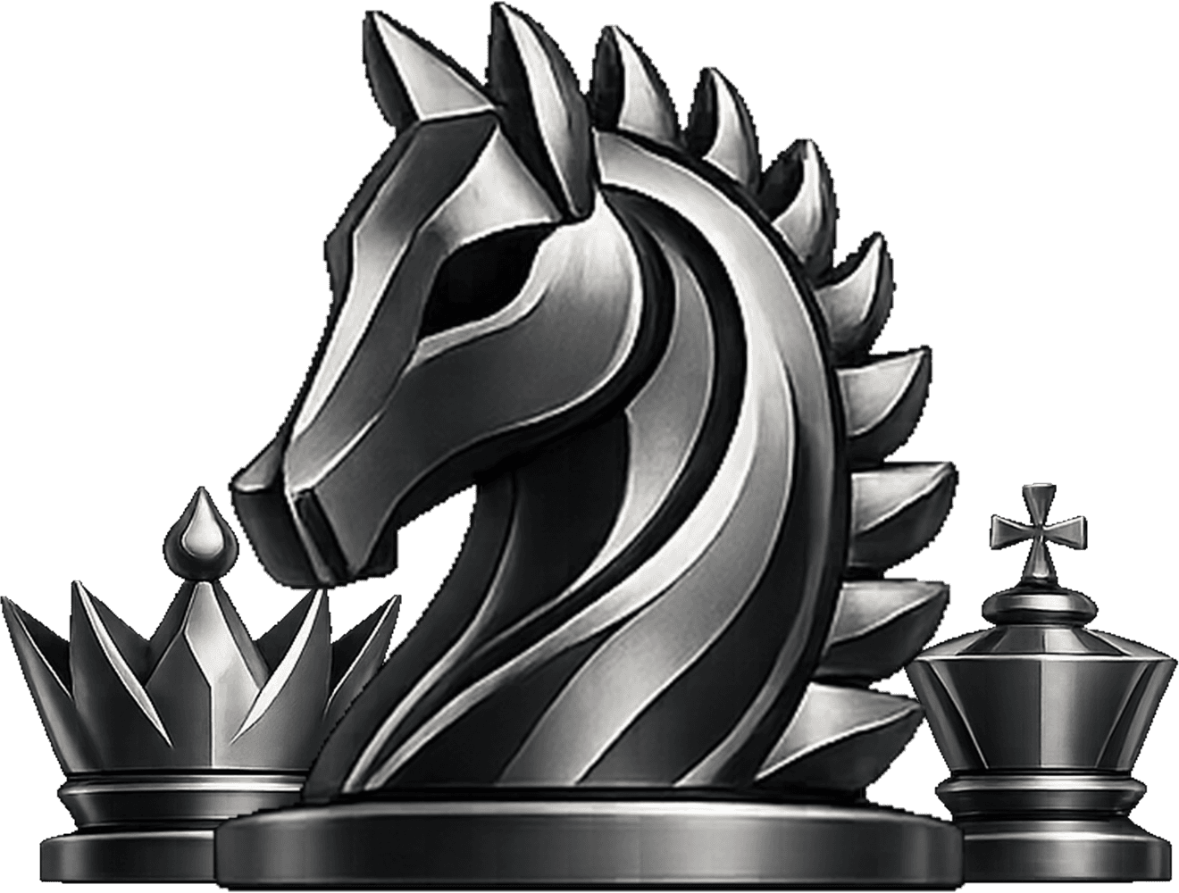 Strategic Business Moves — Knight, Queen and King chess pieces